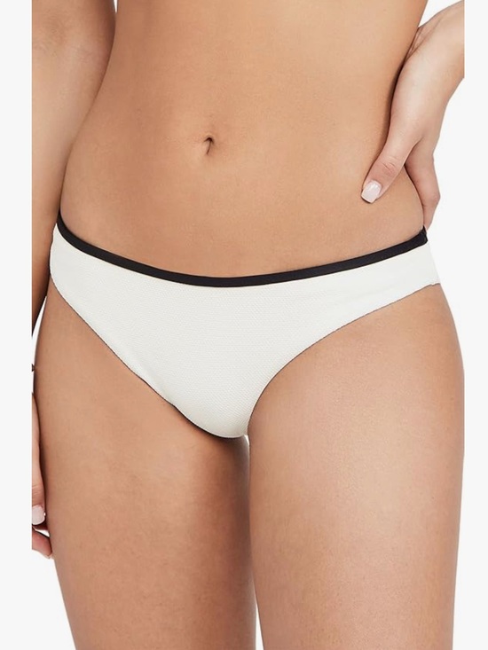 Eberjey Other - Eberjey Annia Textured Bikini Bottom XS NWT Ecru Black Trim Minimal Swim